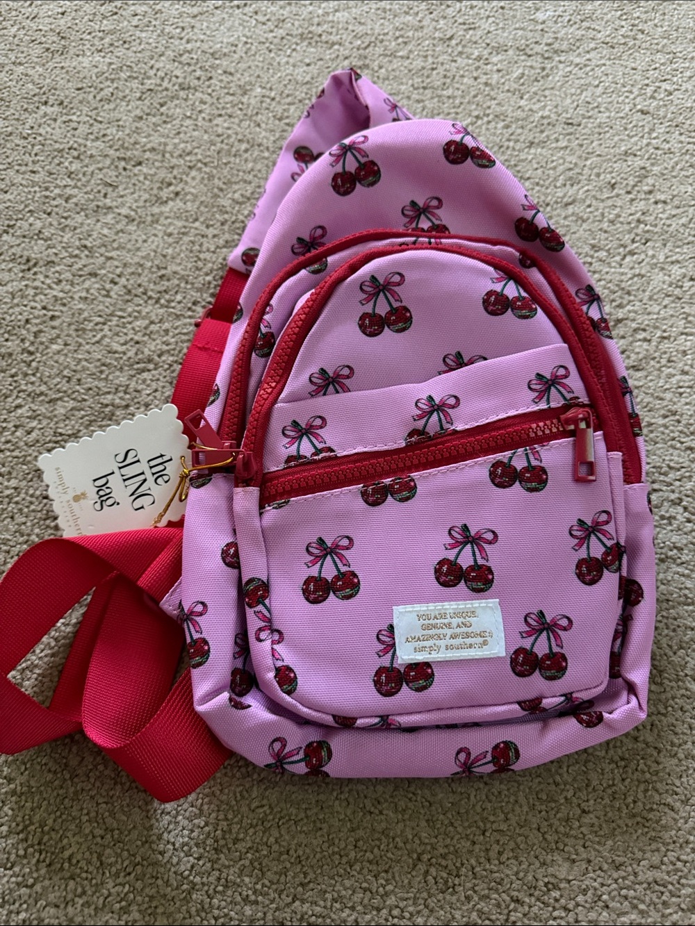 Pink Cherry Sling Bag by